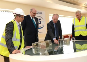 Irish Cement Platin Works Manager Ray Molyneaux with Minister for the Environment Phil Hogan, Managing Director of Irish Cement Seamus Lynch and Minister of State Fergus O'Dowd